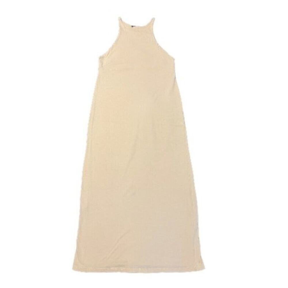 ZARA Beige Cotton Midi Dress Fitted Breathable Size Medium